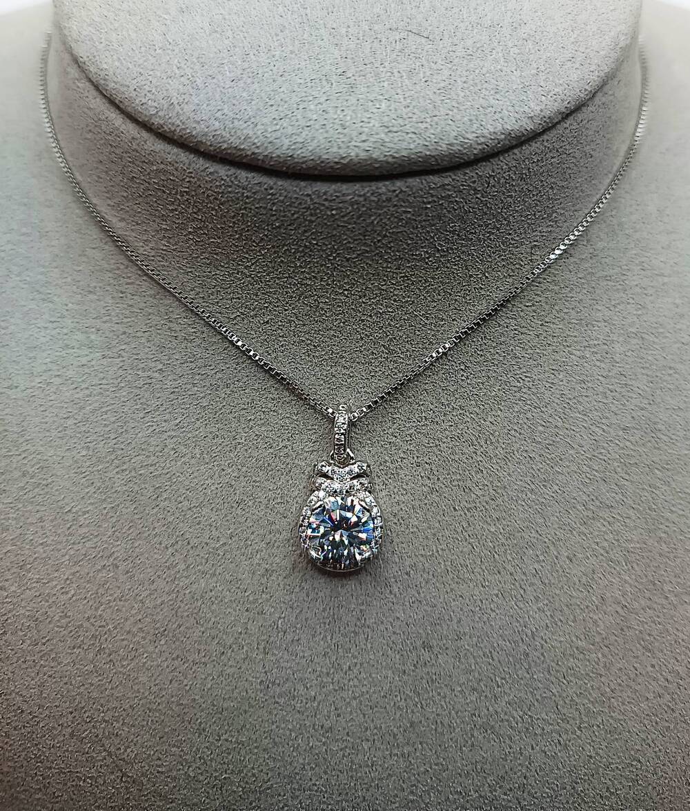 925 Sterling Silver CZ Pave Pendant Necklace Bridal Sparkle Adjustable